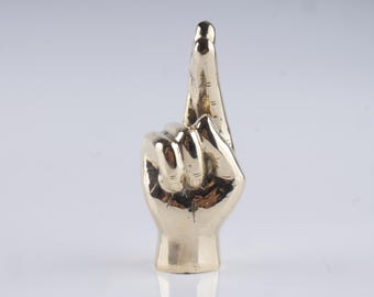 The MINI Cast Brass Fingers Crossed Hand - Good Luck Charm - Wishing Figurine - Hopeful Decor