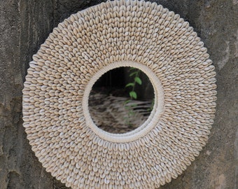Cowrie Shell Mirror: Boho Beach House Wall Decor