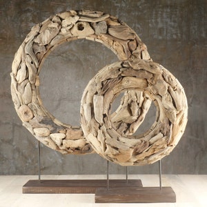 Der Treibholz Donut - Treibholz Kunst Skulptur - Treibholz Dekor - Zeitgenössische Treibholz Kreis Skulptur