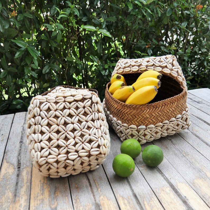 Set of Balinese Offering Baskets Cowrie Shells Baskets Etsy