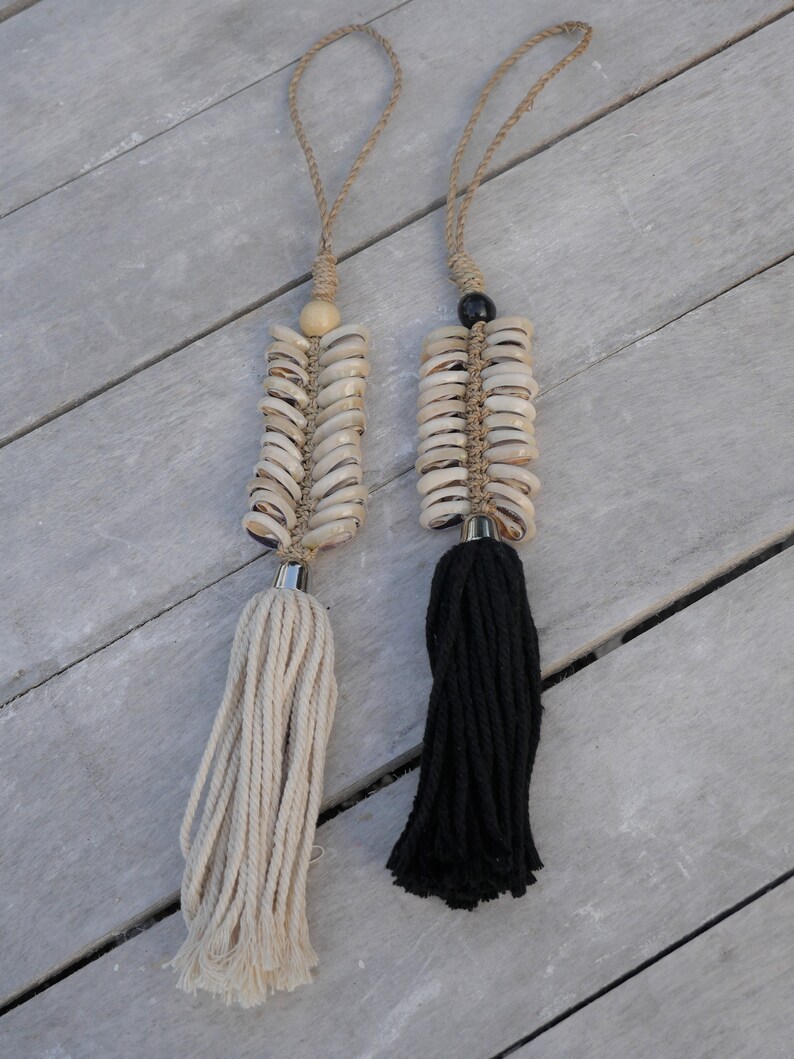 Cowrie shell & tassel key ring Bag tassel Key chain Etsy