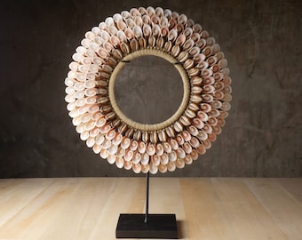 Pink Conch Shell Necklace: Decorative Cowrie Shell Hoop