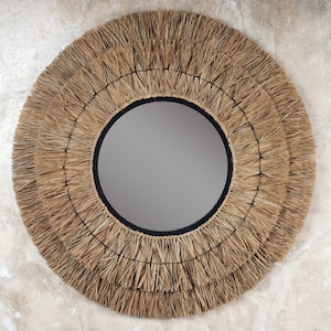 The Raffia Circle Mirror - Natural Wall mirror - Raffia Mirror - Rectangle Mirror