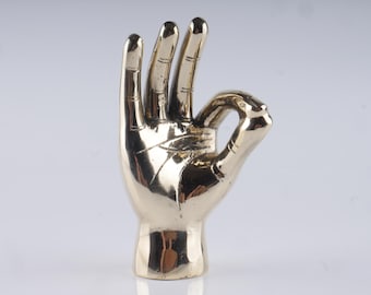 The MINI Brass Okay Hand - Mudra Hand - Yoga Decor - Well-being Gift
