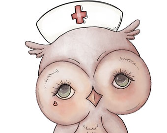 Night Shift Nurse Owl - PNG Clipart Commercial Use Instant Digital Download Dye Sublimation