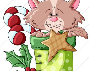 Christmas Kitty Cat 2023 - PNG Clipart Commercial Use Instant Digital Download Dye Sublimation