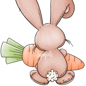 Bunny Rabbit Back Side with Carrot - PNG Clipart Commercial Use Instant Digital Download Dye Sublimation