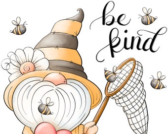 Spring Bumble Bee Gnome - PNG Clipart Commercial Use Instant Digital Download Dye Sublimation