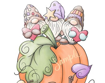 Pumpkin Gnome Trio - PNG Clipart Commercial Use Instant Digital Download Dye Sublimation