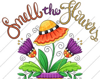 Smell the Flowers - PNG Clipart Commercial Use Instant Digital Download Dye Sublimation