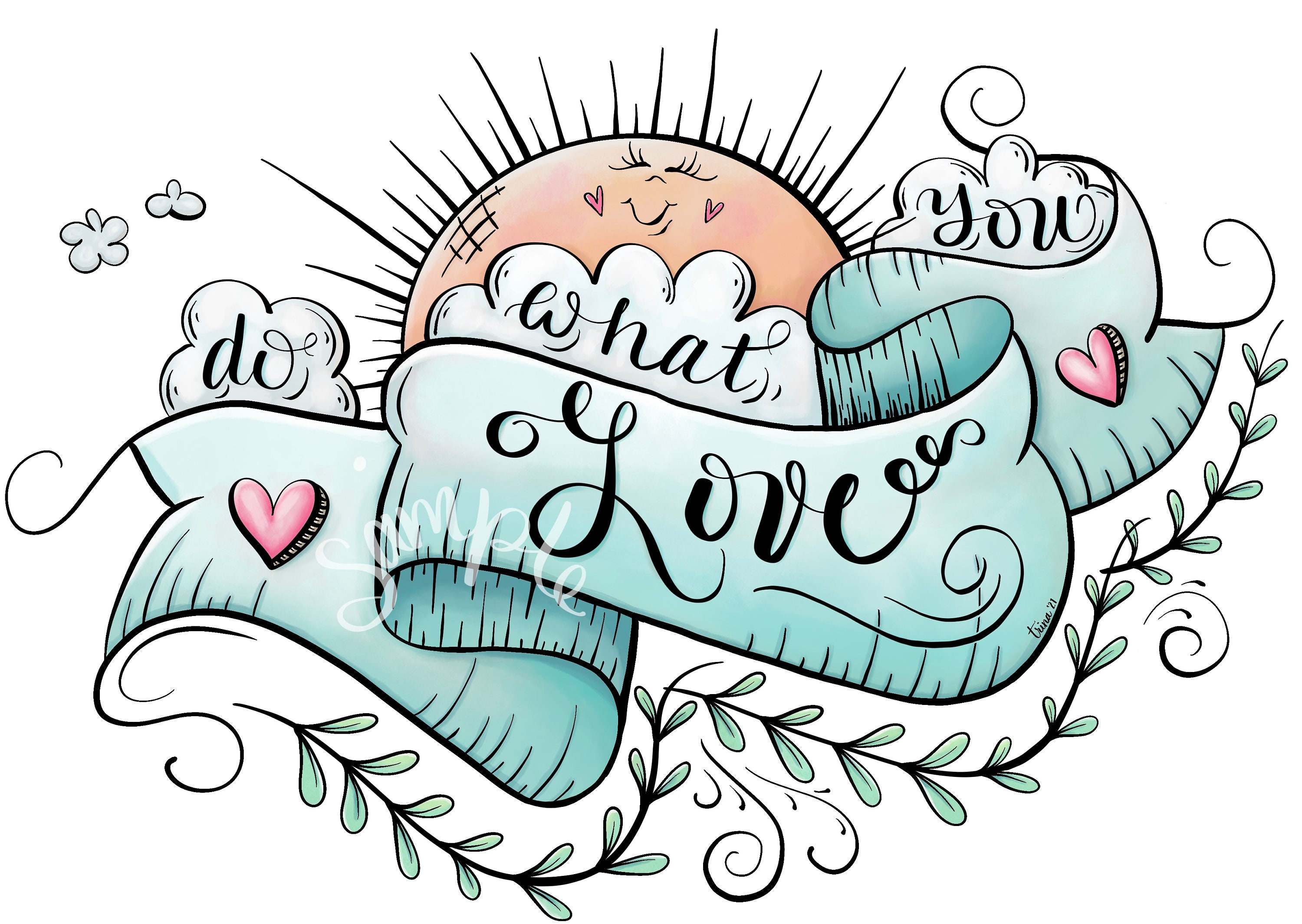 XL 12-inch do What You Love Clip Art Designs Graphics | Etsy
