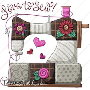 Love to Sew Sewing Machine  - PNG Clipart Commercial Use Instant Digital Download Dye Sublimation