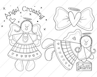 Angel Crossing Line Art - PNG Clipart Commercial Use Instant Digital Download Dye Sublimation