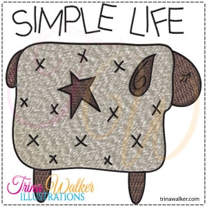 Simple Life 1 Machine Embroidery Design 4x4, Commercial Use Allowed