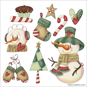 Frosty Christmas - Clip Art Designs Graphics Illustrations Sublimation PNG Instant Digital Download, Commercial Use Allowed