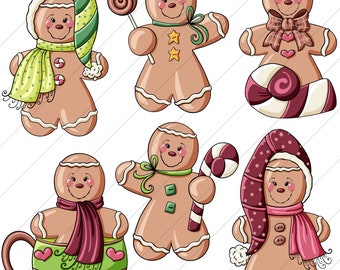 Merry Gingerbread 2023 - Clip Art Designs Graphics Illustrations Sublimation PNG Instant Digital Download, Commercial Use Allowed