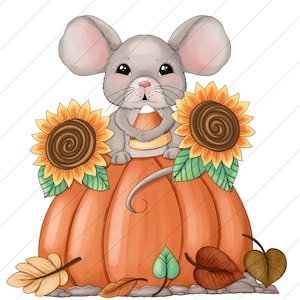 Herbst-Maus mit Kürbis SEMI-EXCLUSIVE (wird nur 5 mal verkauft) - PNG Clipart Kommerzielle Nutzung Sofortiger digitaler Download Farbstoff Sublimation