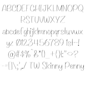 TW Skinny Penny TTF Font - Commercial Use Personal Use Instant Download