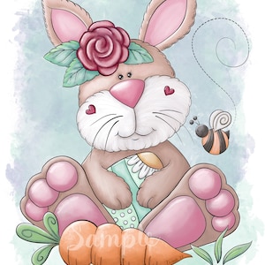 Spring Bunny Rabbit Belle  - PNG Clipart Commercial Use Instant Digital Download Dye Sublimation