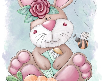 Spring Bunny Rabbit Belle  - PNG Clipart Commercial Use Instant Digital Download Dye Sublimation