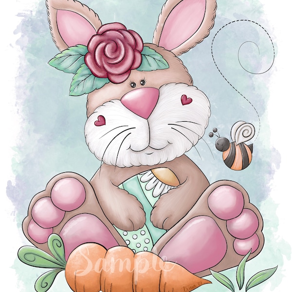 Spring Bunny Rabbit Belle  - PNG Clipart Commercial Use Instant Digital Download Dye Sublimation