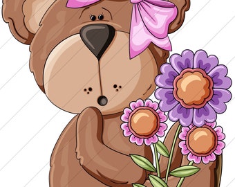 Spring Teddy Bear 2024 - PNG Clipart Commercial Use Instant Digital Download Dye Sublimation