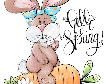 Hello Spring Bunny  - PNG Clipart Commercial Use Instant Digital Download Dye Sublimation
