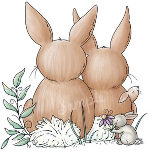 Spring Rabbit Family  - PNG Clipart Commercial Use Instant Digital Download Dye Sublimation