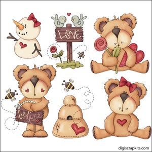 Sweetie Bears - Clip Art Designs Graphics Illustrations Sublimation PNG Instant Digital Download, Commercial Use Allowed