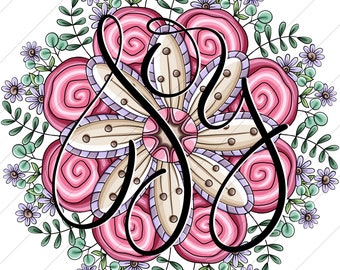 Joy Leigh Symmetrical Flower Mandala  - PNG Clipart Commercial Use Instant Digital Download Dye Sublimation