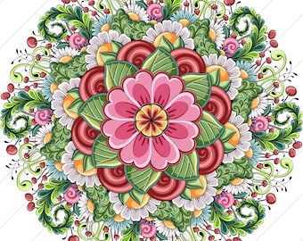 Annie Belle Symmetrical Flower Mandala  - PNG Clipart Commercial Use Instant Digital Download Dye Sublimation