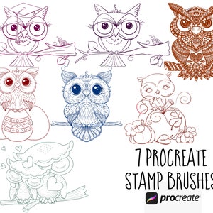Procreate Brushes - Owl Stamps