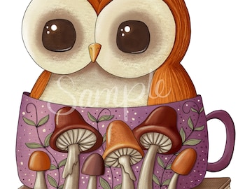 I Read Books Owl, Coffee, Cup, Book - PNG Clipart Commercial Use Instant Digital Download Dye Sublimation