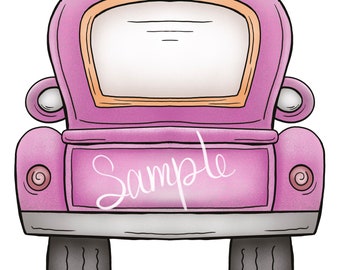 Old Pink Back End of Truck - PNG Clipart Commercial Use Instant Digital Download Dye Sublimation