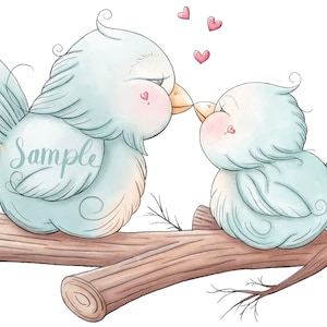 Love Birds - PNG Clipart Commercial Use Instant Digital Download Dye Sublimation