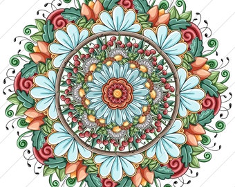 Daisy Jo Symmetrical Flower Mandala  - PNG Clipart Commercial Use Instant Digital Download Dye Sublimation