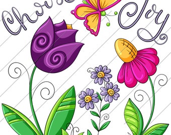 Choose Joy Flowers - PNG Clipart Commercial Use Instant Digital Download Dye Sublimation