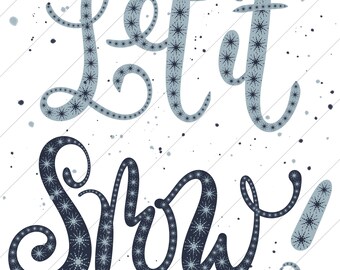 Let it Snow Word Art  - PNG Clipart Commercial Use Instant Digital Download Dye Sublimation