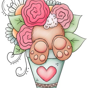 Flower Pot Bunny Tail - PNG Clipart Commercial Use Instant Digital Download Dye Sublimation