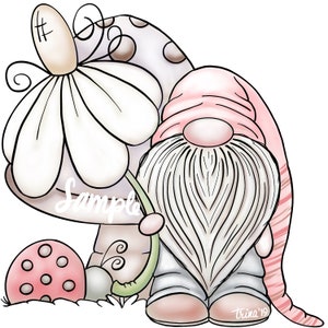 Daisy Spring Gnome Clip Art  - PNG Clipart Commercial Use Instant Digital Download Dye Sublimation