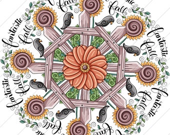 Fantastic Fall Symmetrical Flower Mandala  - PNG Clipart Commercial Use Instant Digital Download Dye Sublimation