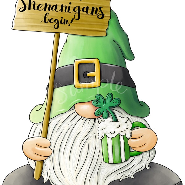 Shenanigans Gnome St Patrick's Day - PNG Clipart Commercial Use Instant Digital Download Dye Sublimation