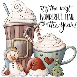 Most Wonderful Christmas Latte -PNG Clipart Commercial Use Instant Digital Download Dye Sublimation