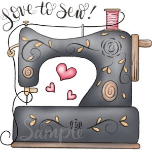 Love to Sew Sewing Machine  - PNG Clipart Commercial Use Instant Digital Download Dye Sublimation