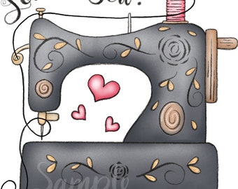 Love to Sew Sewing Machine  - PNG Clipart Commercial Use Instant Digital Download Dye Sublimation