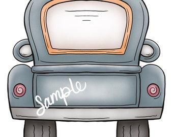 Parte trasera azul vieja de un camión - Clipart PNG Uso comercial Descarga digital instantánea Sublimación de tinta