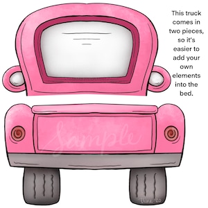 Two Piece Old Pink Truck - PNG Clipart Commercial Use Instant Digital Download Dye Sublimation
