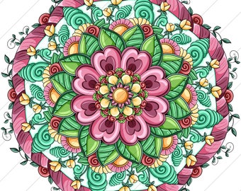 Callie Mae Symmetrical Flower Mandala  - PNG Clipart Commercial Use Instant Digital Download Dye Sublimation