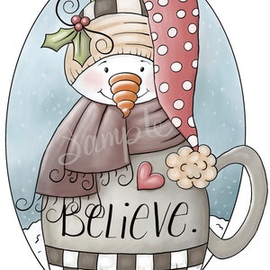 Believe Snowman - PNG Clipart Uso Comercial Download Digital Instantâneo Sublimação de Tinta