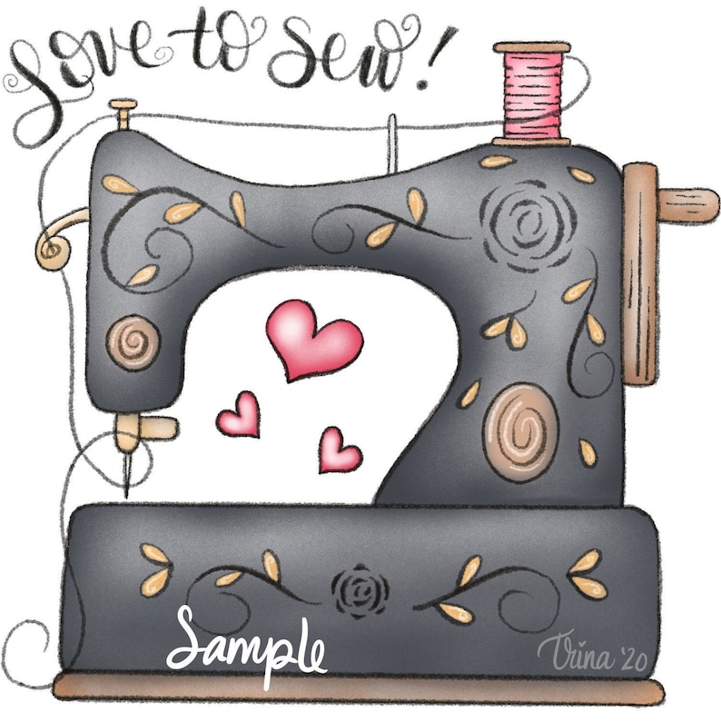 Liebe zu Nähen Nähmaschine 2019 ClipArt Designs Grafiken image 0